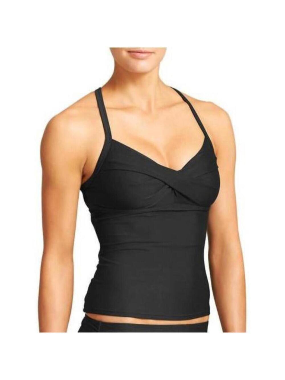 NWT Athleta Twister Tankini Top Black 32 D/DD Small Adjustable Straps Swim Top